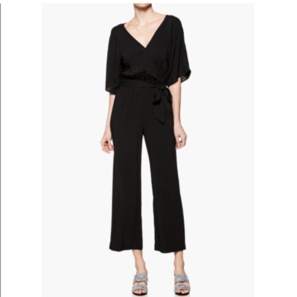 PAIGE Vanette‎ black wrap front cropped jumpsuit size Extra Small XS